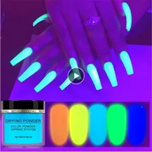 Флуоресцентная пудра для ногтей светящаяся пигментная пыль светится в темноте 1 коробка светильник для ногтей блестящая неоновая пыль Trys светящийся фосфор песок Новинка