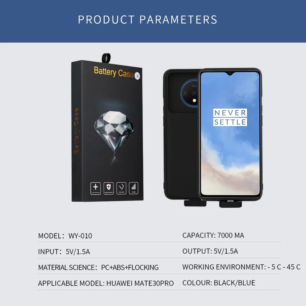 Чехол для аккумулятора OnePlus 7T 7000 мАч, магнитное Внешнее зарядное устройство, запасная зарядка, внешний аккумулятор, противоударный чехол One Plus 7T