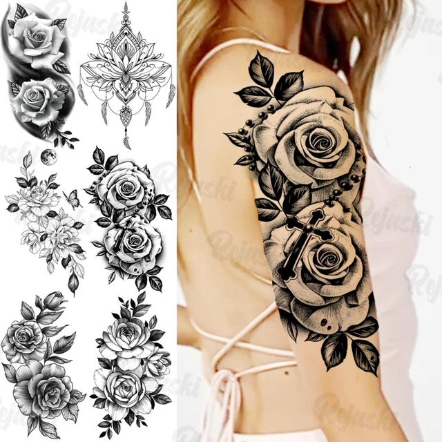 VANTATY 10 Sheets 3D Big Rose Peony Flower Girls Temporary Tattoos For  Women … – Se7enline Radio