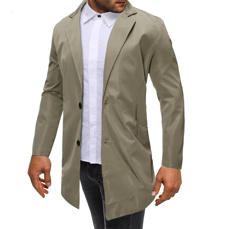 New Men's Long Trench Coat Male Autumn Winter Long Overcoat outerwear Men Solid Color Jackets Coat S-2XL