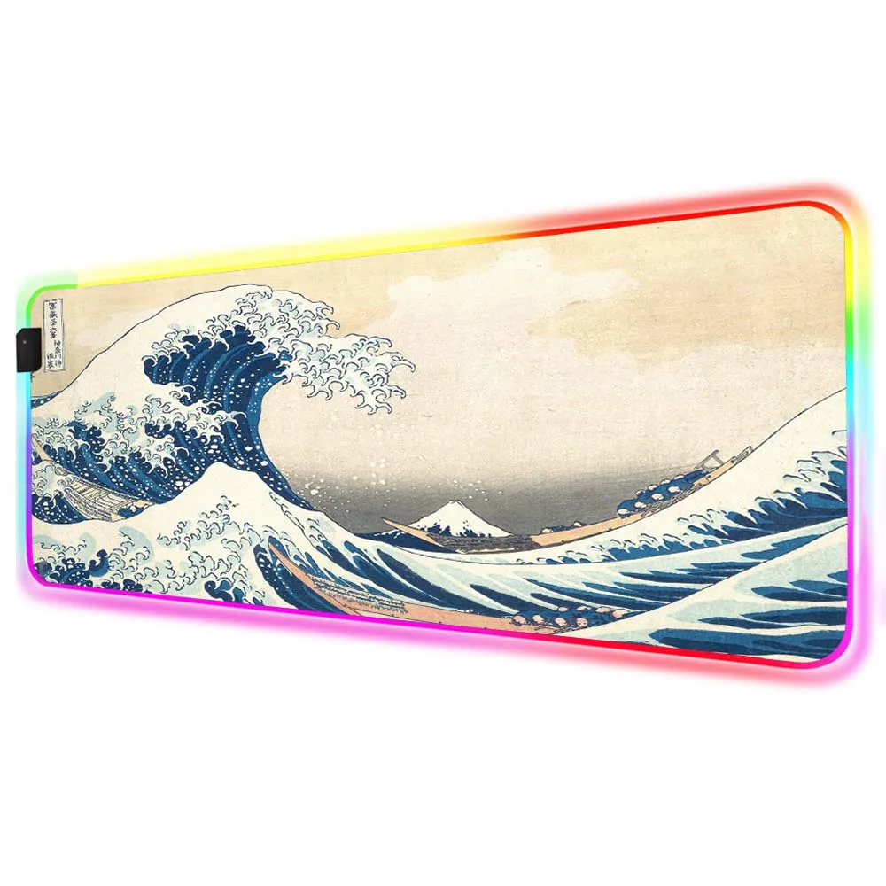 

XGZ Mouse Pad Carpet RGB Wave Art Game Accessories Play Pad with Backlight Slipmat LED Carpet Led Computer Notebook Pad XXL