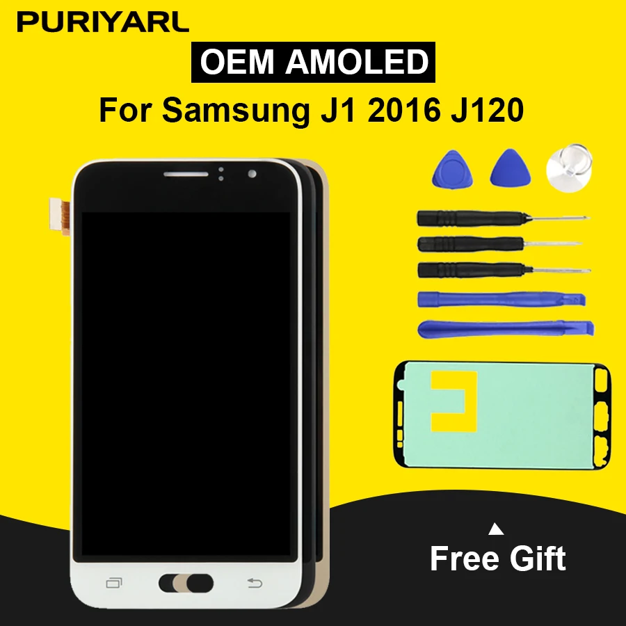 AMOLED для Samsung Galaxy J1 lcd J120 lcd сенсорный экран дигитайзер Датчик Стекло J120F J120H lcd J120H J120M дисплей