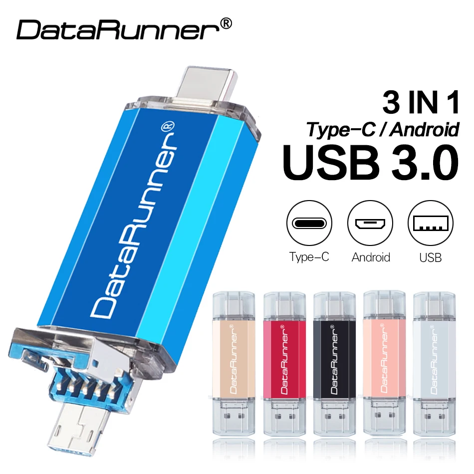 Usb накопитель DataRunner OTG 32 ГБ 64 Тип C флеш 16 128 256 флешка 3 в 1 Micro USB карта памяти type C| |