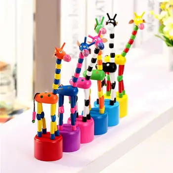 

6 Pcs Children Wooden Giraffe Toy Colorful Developmental Dancing Standing Rocking Giraffe Handcrafted Cute Standing Swing