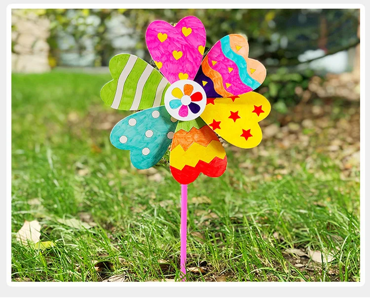 Blank Windmill Kindergarten Handmade Art Material Package Kid's DIY Painting Graffiti Color Puzzle Toy Creative Educational Toys