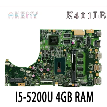 شراءAkemy K401LB اللوحة الأم ل Asus K401L K401LB K401LX الكمبيوتر المحمول اللوحة الرئيسية اختبار OK GT940M/2G I5-5200U 4GB RAM