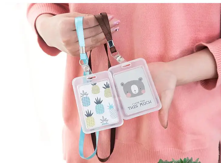 1 шт. Kawaii животные ID держатель для карт чехол с ремешком бизнес автобус банк