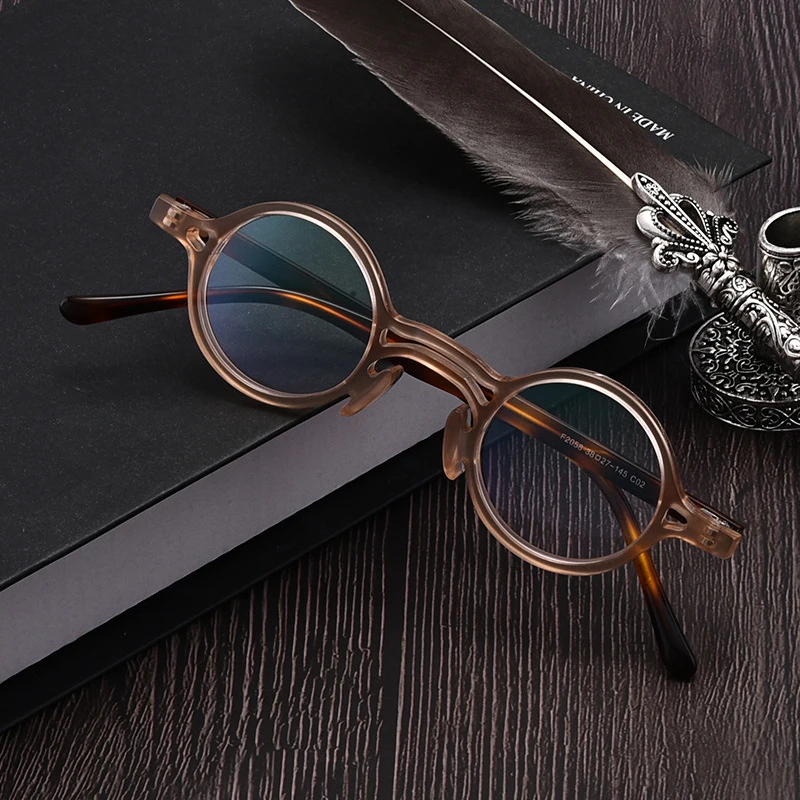 

Luxury Brand Acetate Small Round Glasses Frame Men Women Vintage Optical Myopia Handmade Eyeglasses Frame Retro Eyewear
