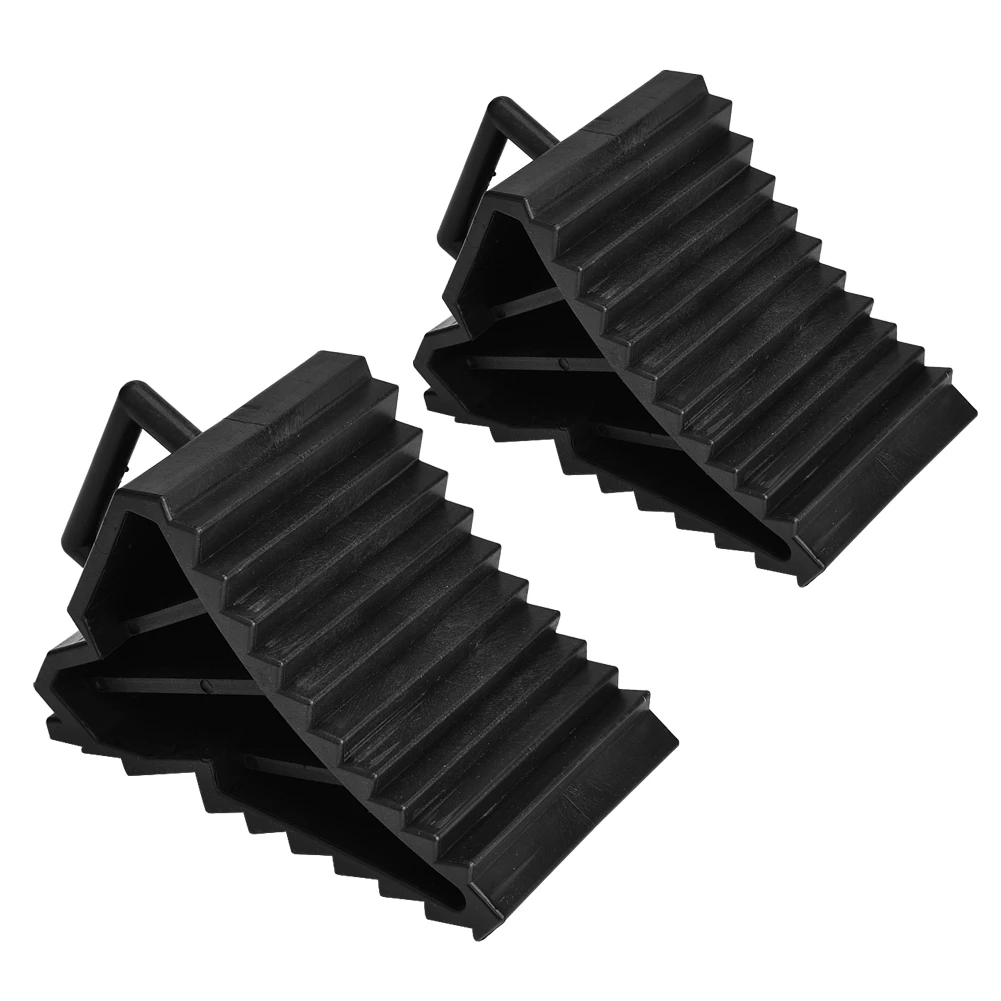 ZQO Rubber Wheel Chock with Strip Texture Car Tyre Slip Stopper Reasonable Slope Design Wheel Alignment Block Tire Support Pad 