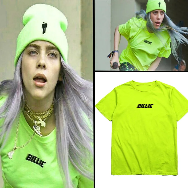 Billie Eilish футболка неоновая зеленая желтая футболка Billie Eilish концертный тур наряд уличная хлопковая футболка для женщин и мужчин