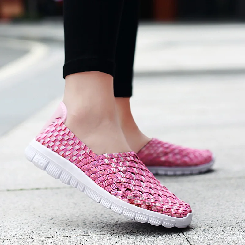 MARSON Women's Flats Female Casual Shoes Woman Sneakers Ladies Jogging Shoe Weave Breathable Walking Plus Size 35-42 Nine Colors women shoes women sneakers women flats casual shoes