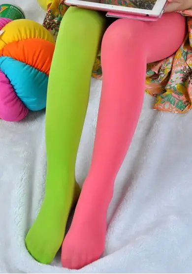 Kids Pantyhose Candy Color Mixed Tights for Girls 3-12Y