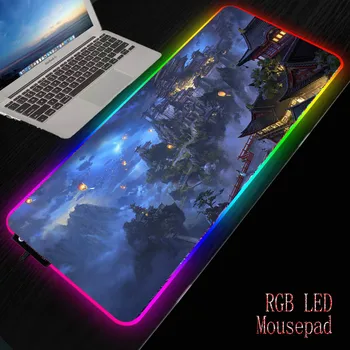 

Mairuige Landscape Latern Night Gaming Mouse Pad RGB Large Mouse Pad Gamer Computer Mousepad Led Backlight Keyboard Desk Mat DIY