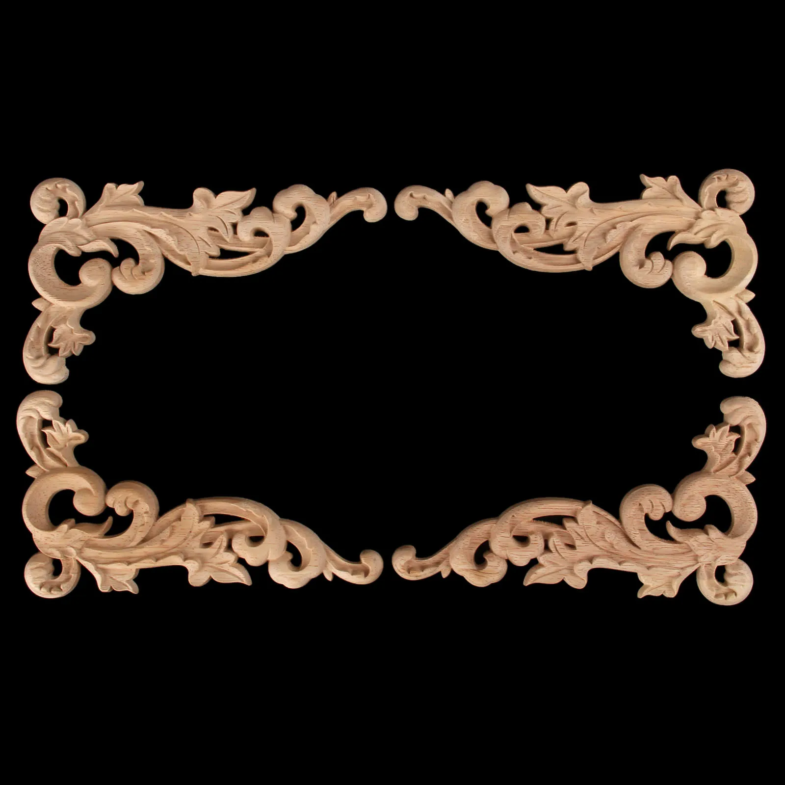 

A Pair Wood Carved Corner Onlay Applique Unpainted Frame Decal carpenter Decoration Furniture Decor Left And Right 19*11*0.8CM