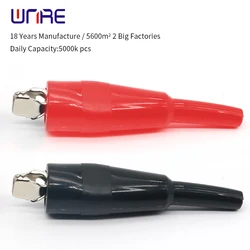 1pcs 88MM Metal Alligator Clip 2729 Crocodile Electrical Clamp Testing Probe Meter Black Red with Plastic Boot Car Auto Battery
