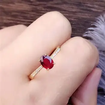 

Myanmar 925 silve Natural Ruby Gemstone Ring Women Fine Jewelry 3x4mm