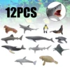 12 Uds vida marítima océano simulación modelo Animal de tiburón ballena tortuga cangrejo Delfín de acción figuras de juguete juguetes educativos para niños ► Foto 2/6
