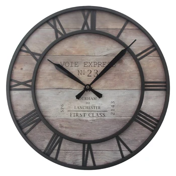 

Metal Solid Wood Wall Clock Retro Noiseless Wall Clock Modern Design Wrought Metal Industrial Large Wall Clock Saat Horloge