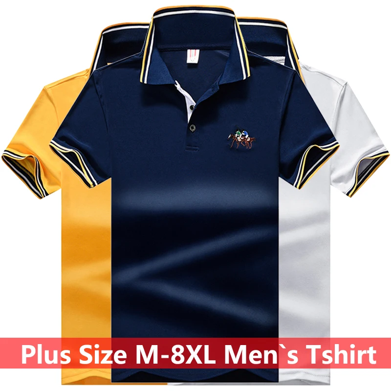 Camiseta clásica de verano para hombre, Polo con bordado, informal, transpirable, con solapa, talla M-8XL