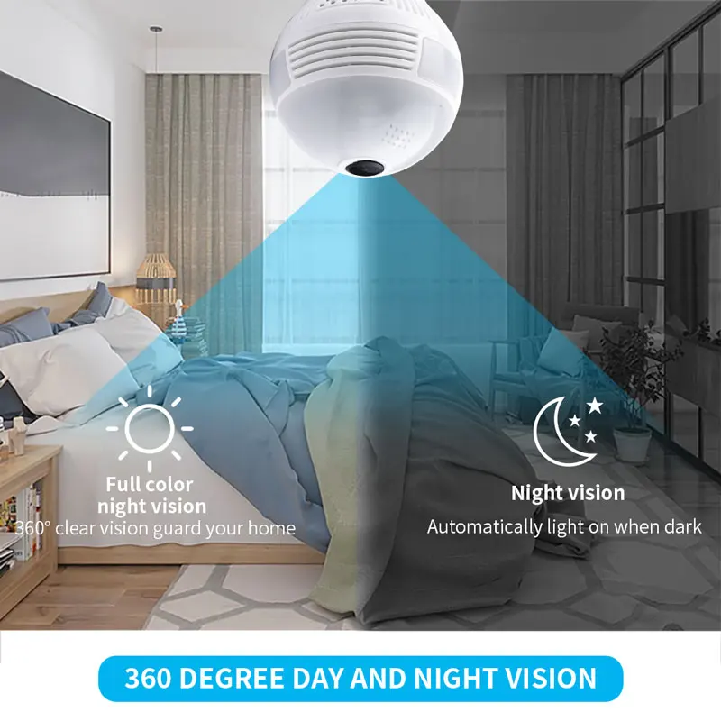 Joyzon 360 градусов светодиодный светильник 1080p ночное видение беспроводная панорамная Домашняя безопасность WiFi CCTV рыбий глаз лампа ip-камера в форме лампы