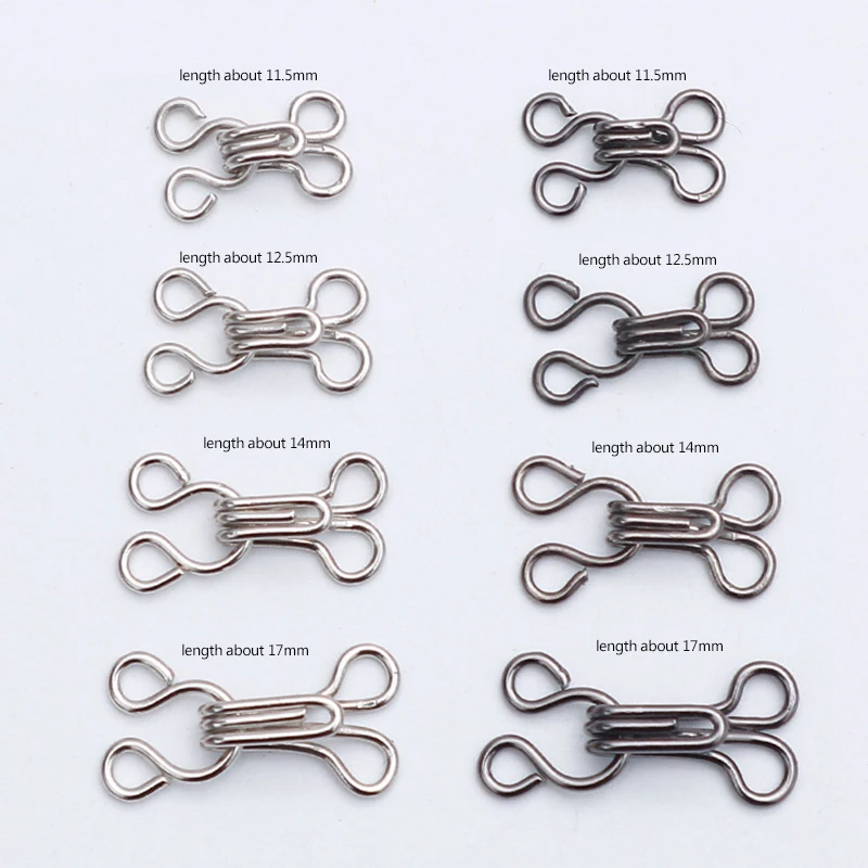 10pcs/lot Cloth Hook and Eye Fastener 11.5-17mm Metal Buckle Button garment hooks garment sewing accessories For Bra/Dress/Corset/Collar Sewing Accessories