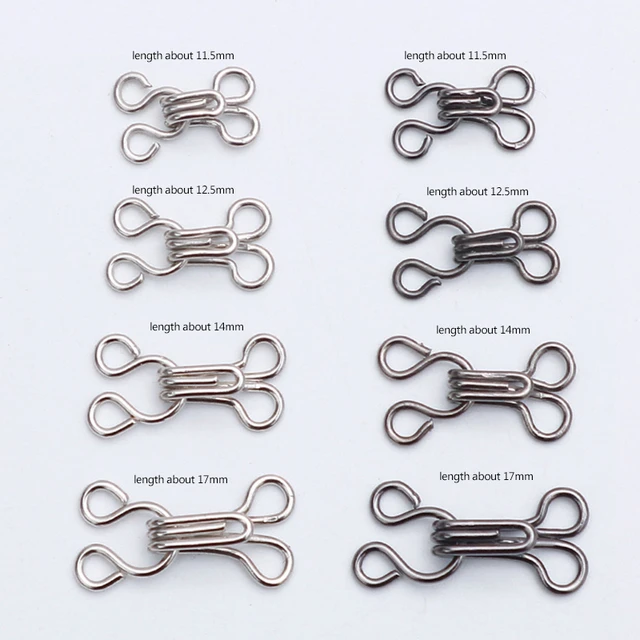 Silver/Black 10pcs/lot Cloth Hook and Eye Fastener 11.5-17mm Metal Buckle  Button for Bra/