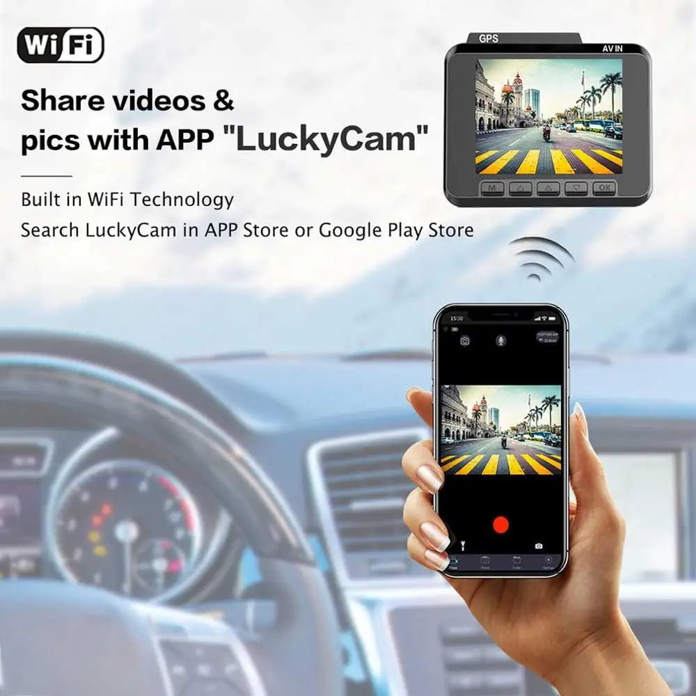 AZDOME Wifi Built-In Gps Dual Lens Fhd 1080P Front Vga Rear View Camera Car Dvr Recorder 4K Dash Cam Dashcam Wdr Night Vision