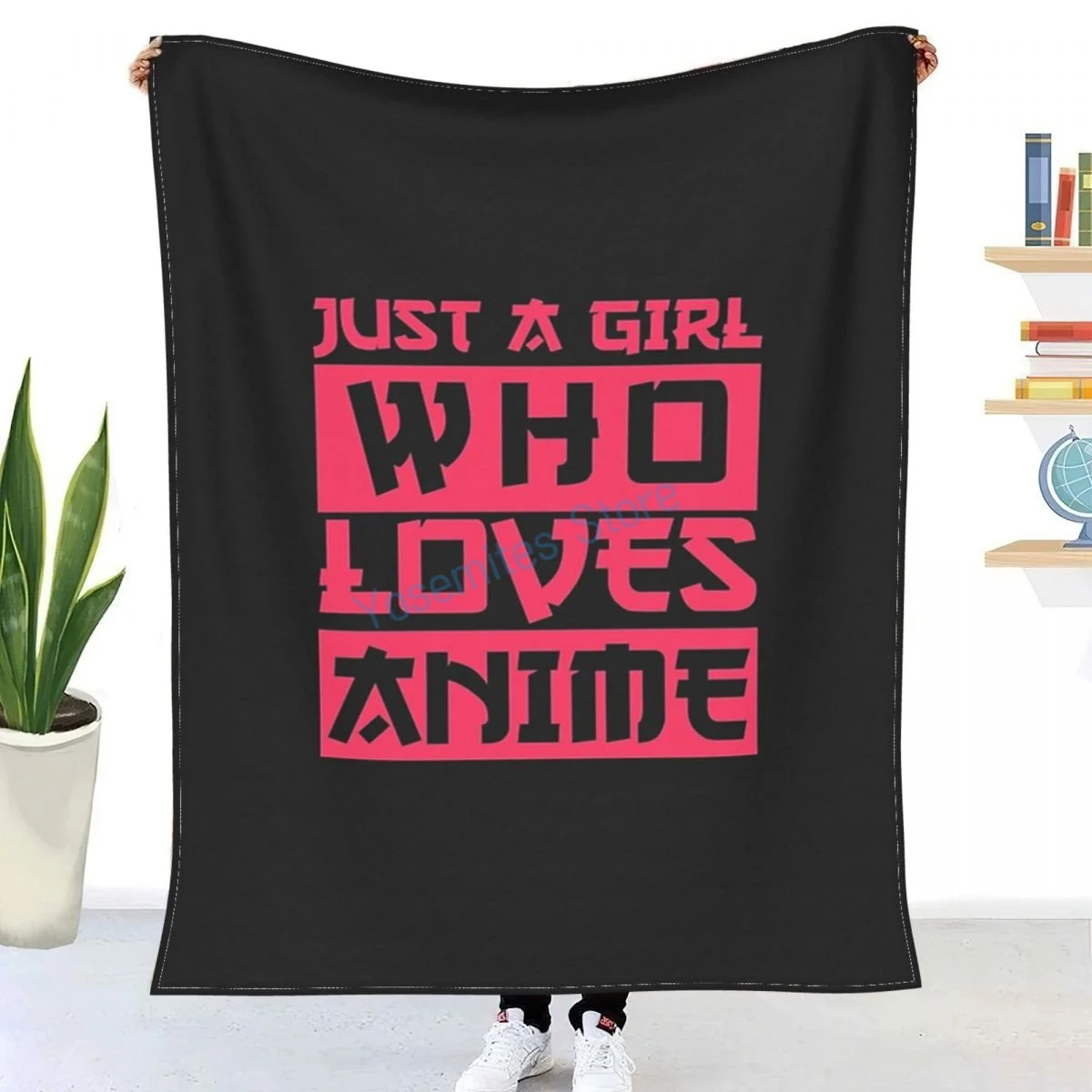 

Just A Girl Who Loves Anime Tee Throw Blanket Winter flannel bedspreads, bed sheets, blankets on cars and sofas, sofa covers