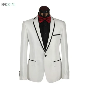 

White Flat Single Breasted Wedding Suit Groom wear Tuxedos for Bride Custom made +Pants +Tie