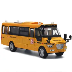 1:32 Масштаб большой размер Американский школьный автобус литой металлический автомобиль с вытягиванием назад мигающие модели автомобилей