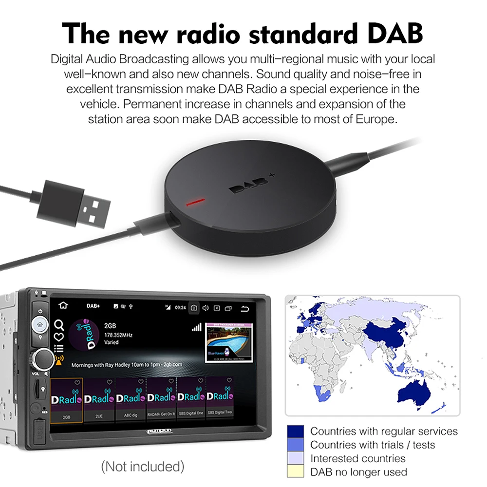 DAB+ 008 коробка для автомобильного радио цифрового аудио вещания приемник DAB+ коробка тюнер приемник автомагнитолы для автомобиля радио w/усиленная антенна