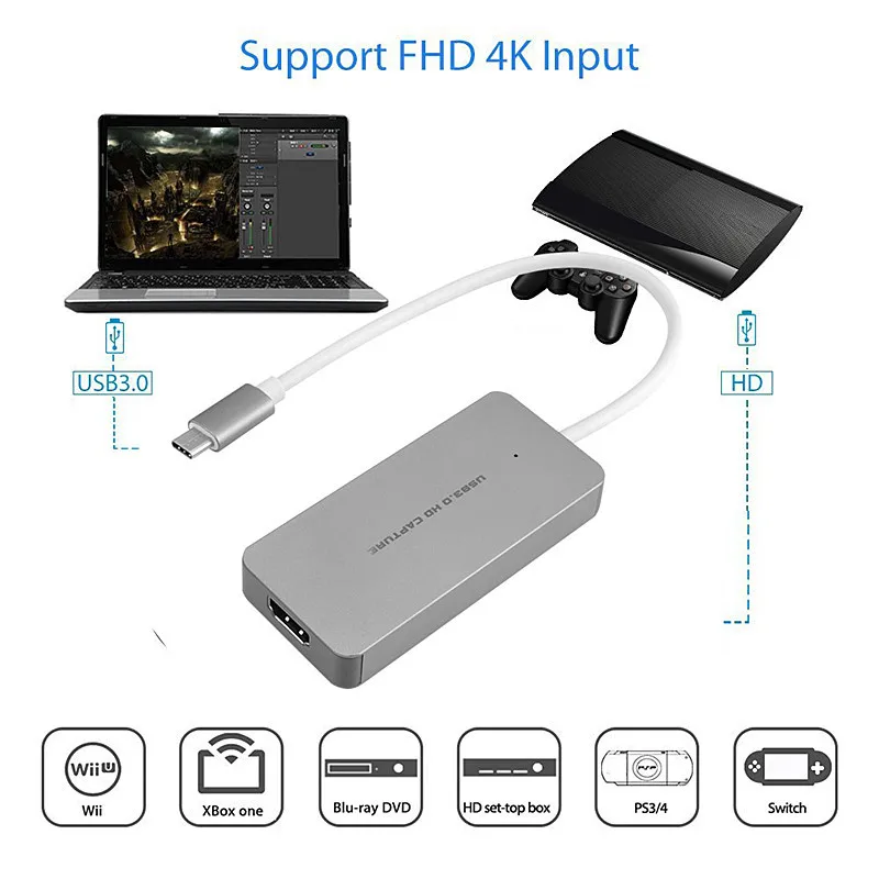 

Discount! Hdmi To Typec Uvc Video Capture Type-c Hd Game Capture Live Card Capture up to 1080P@60fps Wholesale Quick delivery