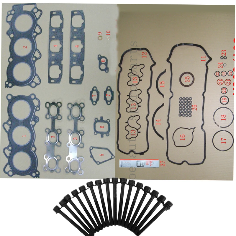 

VQ20DE Engine Full gasket set kit cylinder head bolt nuts screw for Nissan Cefiro A33 1994-2003 1995cc 2.0L 10101-6Y225