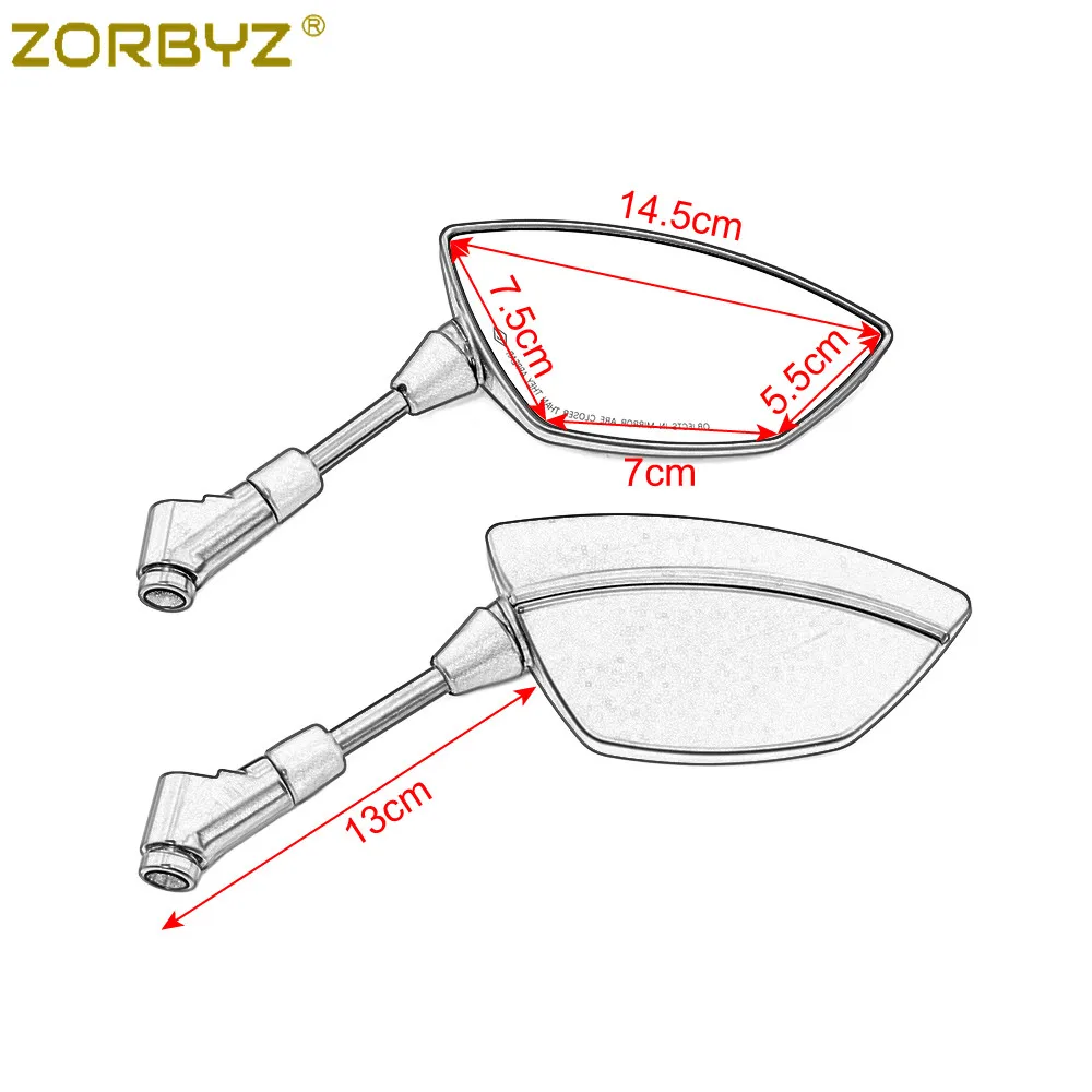 ZORBYZ 2x 오토바이 블랙 Rearview 사이드 미러 혼다 야마하 Electromobike 스트리트 자전거