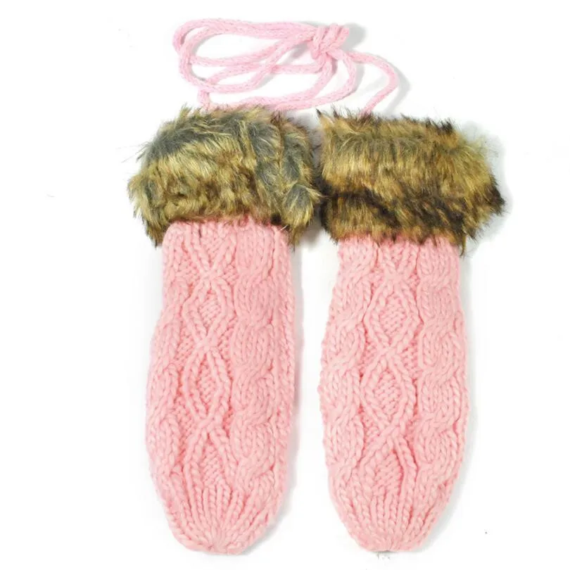 G048 Pink LJCUIYAO Зимние Модные женские перчатки, модные новые зимние женские вязаные толстые шерстяные скрученные перчатки, теплые варежки, одноцветные, Лидер продаж - Цвет: G048 Pink
