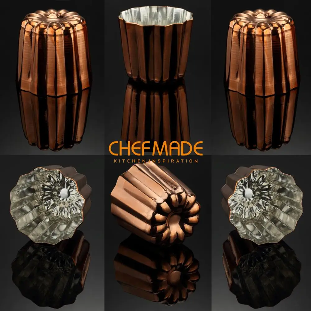 CHEFMADE Медь Canele пресс форм 6 шт. 2 дюймовый Cannele маффинов стаканчик) и Управлением по