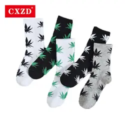 CXZD модные удобные мужские хлопковые носки высокого качества кленовый лист клен повседневные Колготки с растительным рисунком на весну и