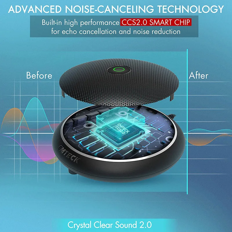 Фото Микрофон для конференций, CMTECK USB компьютер Micro CM003, функция отключения звука, многонаправленный микрофон для ноутбуков и ПК №2