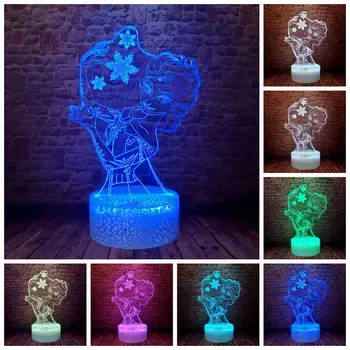 

Lovely 3D Illusion LED Desk Nightlight Colourful Sleeping Light Elsa Model Anime action & toy figures