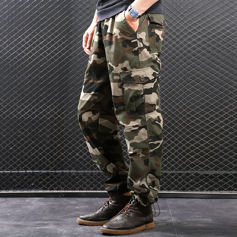 

Camouflage Bib Overall Men's Thick MEN'S Casual Pants May Kaji Important Pure Cotton Ankle Banded Pants Straight-Cut Elastic Pan