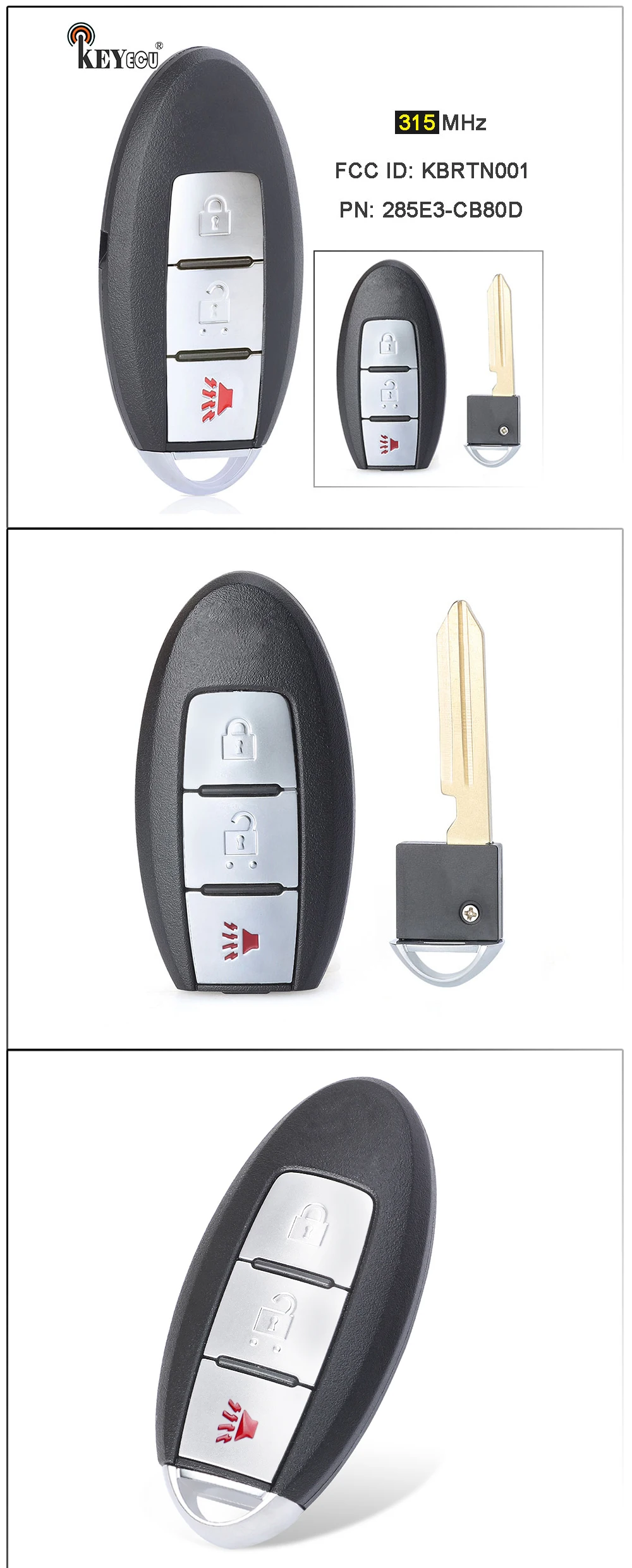 Keyforkess 315MHz ID FCC: KBRTN001 IC: 285E3-CB80D portachiavi remoto intelligente per Murano 2005 2006 2007 - H7b865238bf5c420aa6941eb744c73b5ew