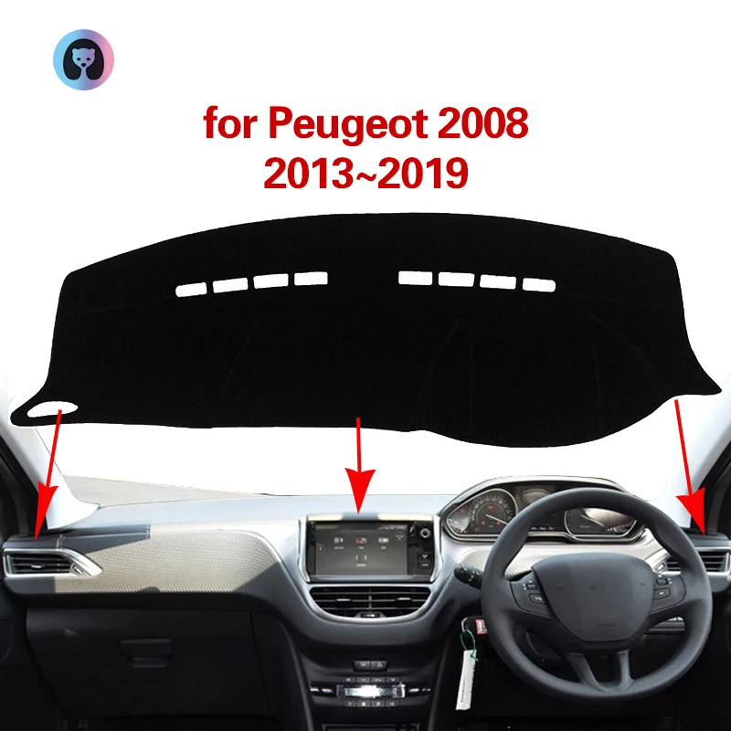 

for Peugeot 2008 2013~2019 Anti-Slip Mat Dashboard Cover Pad Flannel Sunshade Dashmat Carpet Car Accessories 2014 2015 2016 2017