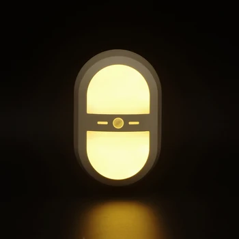 

Mini Cute PIR Motion Sensor Night Light Battery Power Wireless LED Night Light 3 Modes Auto/ON/OFF For Clost Cabinet Bedroom