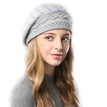 

Ladies winter hat knit wool hat beret double warm man's sweet talk banquet birthday present beanie hat