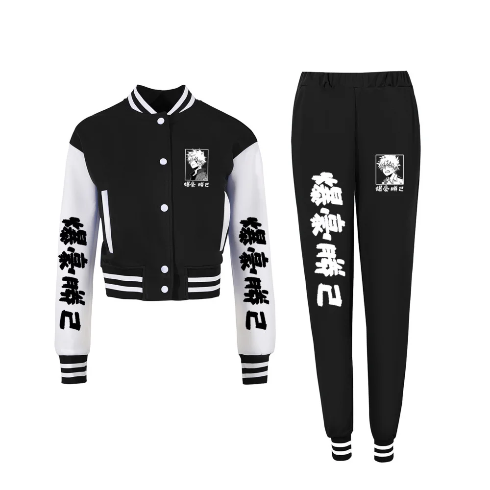 My Hero Academia Anime Baseball Jackets Pants Suit Cosplay Bakugo Cute Sweet Girl Women Sportswear Tracksuit Outfits 2023 summer men s t shirt set 3d cute panda printing tracksuit daily casual clothing short sleeve suit o neck cool streetwear