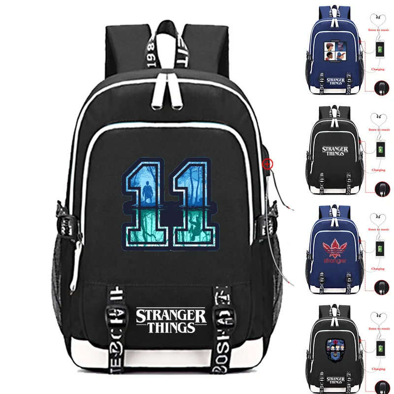 

Stranger things freak USB charging backpack High Quality School Bag Travel Bags For Men Women