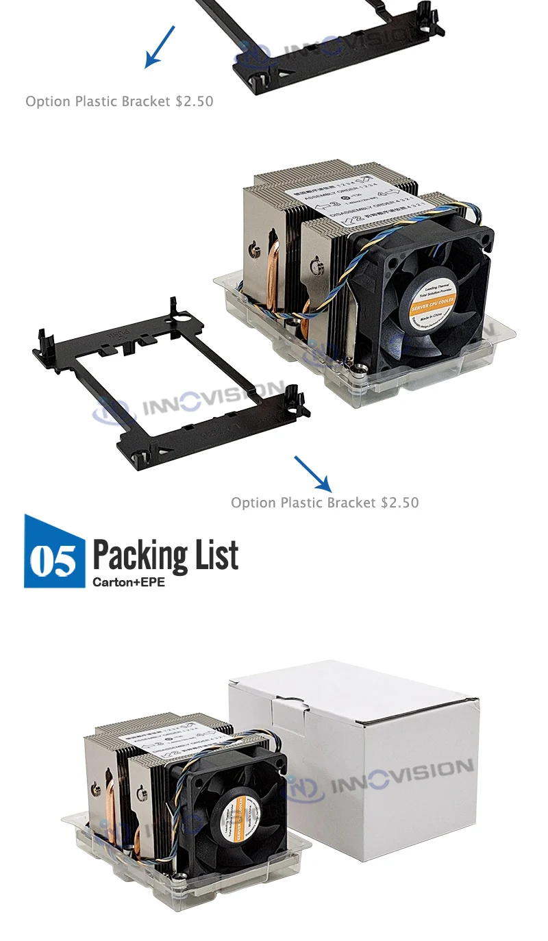 2u servidor cpu cooler para lga3647 estreito
