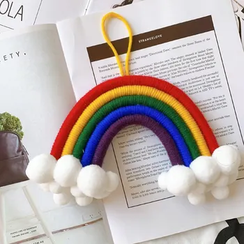 

INS Nordic Hand Woven Cloud Rainbow Pendant For Kids Room Decorations Baby Bed Tent Hanging Ornaments Nursery Decor Photo Props