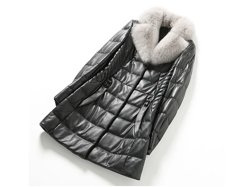 Зимняя мода, высокое качество, черный цвет, плюс размер, 4xl, 5xl, 6xl, теплое толстое женское кожаное пальто, овчина, средняя длина, карманы, куртки
