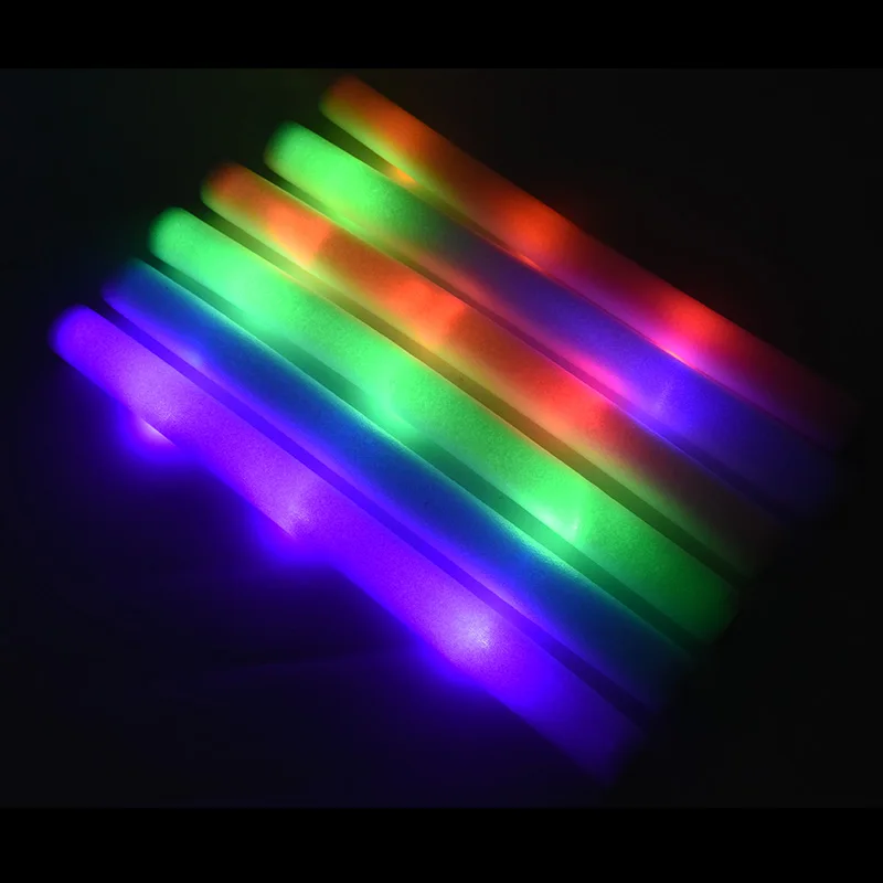 

10 Pcs Light-Up Foam Sticks LED Soft Baton Rally Rave Glow Wands Multicolor Cheer Flashing Tube Concert for Festivals Birthdays